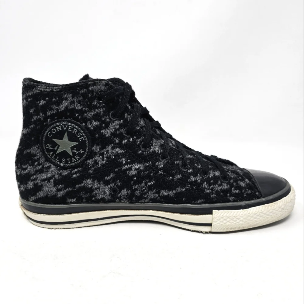 Converse AllStar Chuck Taylor Sneakers Black Grey RARE Knit Sweater Men Size 6.5 - Picture 1 of 12